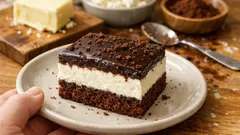 Míša řezy na plech: kakaový piškot, tvarohový krém a poleva, co nepraská