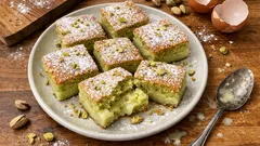 Kouzelný pistáciový koláč z plechu: jedno těsto, po upečení dvě jemné vrstvy