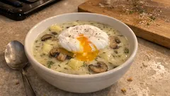 Krémová kulajda se žampiony a ztraceným vejcem: poctivý recept s koprem a kmínem