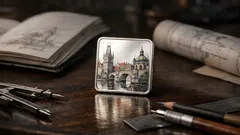 Lotyšská stříbrná 5€ „Building the Unbuilt“: mince, která oživuje nepostavenou architekturu