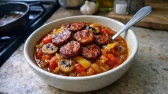 Karpatské lečo s čerstvými houbami a pikantní klobásou: poctivá večeře z jedné pánve