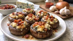 Zapečené žampiony s nivou a slaninou: rychlé pohoštění z trouby