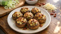 Zapečené plněné žampiony se slaninou a sýrem: jednoduchá večeře z pár surovin