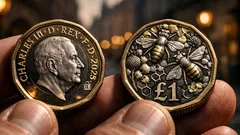 Nová britská £1 s Karlem III.: jak ji poznat a proč má na sobě včely
