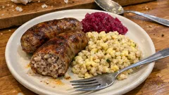 Jitrnice s vaječnými kroupami z jedné pánve: rychlý poctivý oběd se zelím