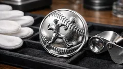 Stříbrná mince First Pitch: pocta numismatikovi Milesi Standishovi a jeho lásce k baseballu