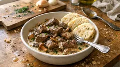 Dušené hovězí na lesních houbách se smetanou: poctivá omáčka, která vždy vyjde