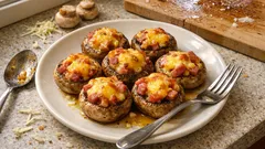 Plněné žampiony se šunkou a eidamem: rychlá večeře z trouby za 20 minut