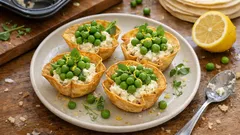 Křupavé tortillové košíčky s ricottou a hráškem: rychlé pohoštění z trouby