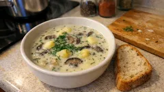 Dědova kulajda: krémová houbová polévka s koprem a bramborami krok za krokem