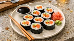 Domácí maki sushi s lososem a avokádem: krok za krokem včetně správné rýže