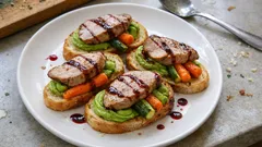 Bažantí prsa s hráškovým pyré na bagetě: lehký slavnostní předkrm