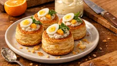 Křupavé paštétky z listového těsta s kuřecí pěnou – slavnostní jednohubky