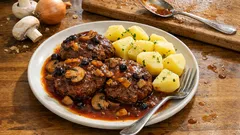 Hovězí karbanátky s houbami a vínovou omáčkou: šťavnaté a z jedné pánve