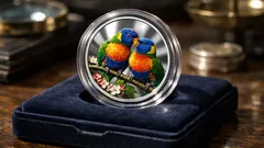 Kolorovaná stříbrná mince Rainbow lorikeet 2024: Proof limit 750 ks ze série Birds of Australia
